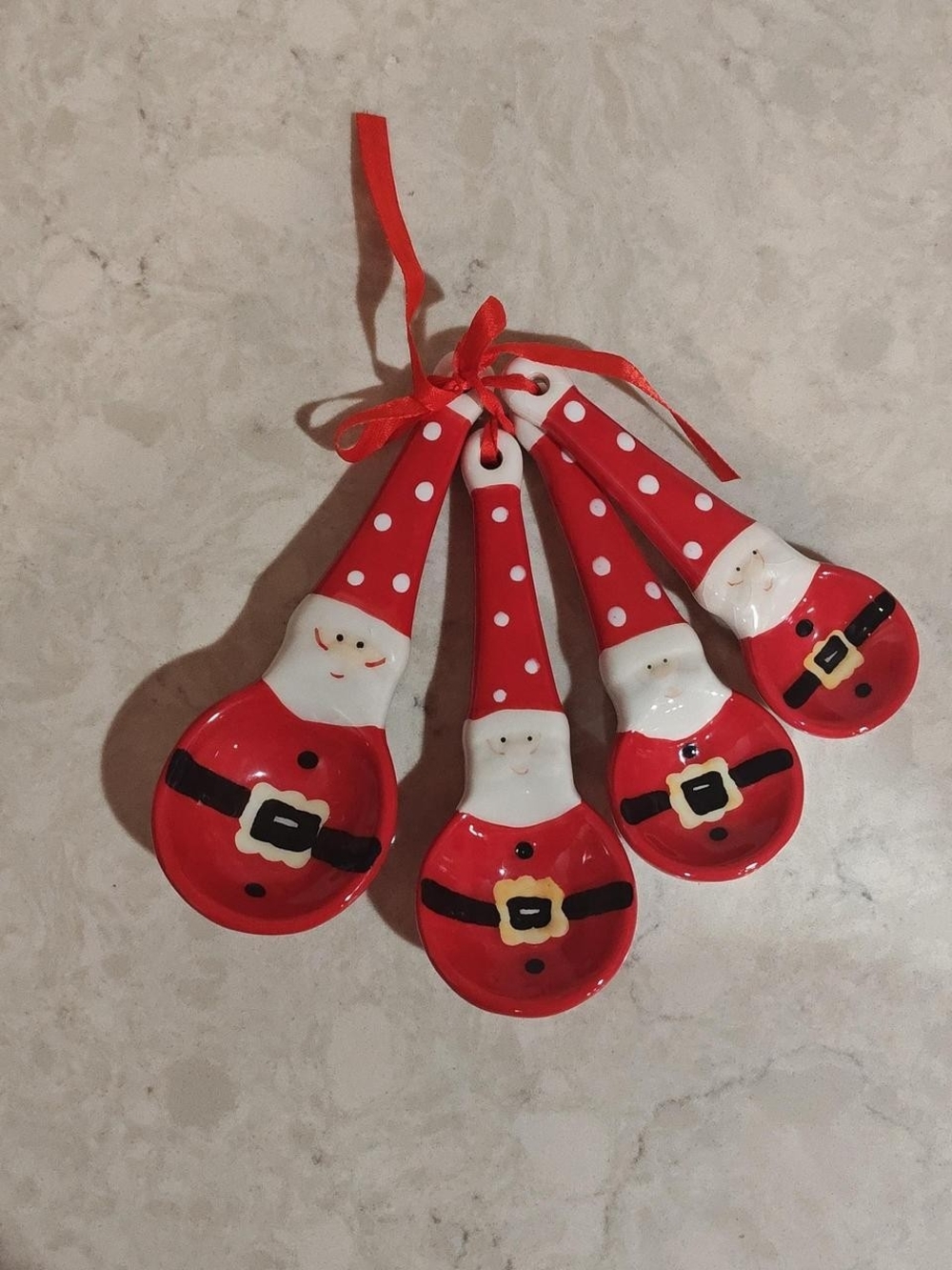 Ceramic Santa Measuring Spoon Set Of 4-NEW Adorable
